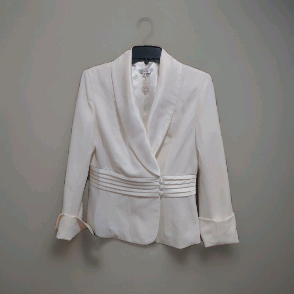 Gorgeous New White Cache Tuxedo Wrap Blazer Asymmetrical Closure Size 6 Canada